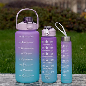 Botellas de Agua de 2L de Gran Capacidad, Vasos de Plástico con Pajita y Marcador de Tiempo, Color Degradado, para Deportes y Fitness al Aire Libre, 3 Piezas/Juego, PE, Unisex - Product Image 5