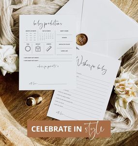 Minimalistische Dubbelzijdige Dikke Babywensen Babyvoorspellingen En Advieskaarten Voor Babyshower-Spelactiviteit - Product Image 6