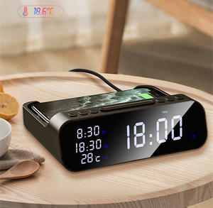 Với <span class=keywords><strong>CE</strong></span>,<span class=keywords><strong>FC</strong></span>,ROSH Nhà Máy Giá sạc không dây cho điện thoại thông minh với LED kỹ thuật số Đồng hồ báo thức sạc nhanh trạm - Product Image 2