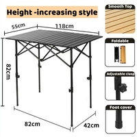 Mobilier d'extérieur bon marché Table de pique-nique réglable pliable portable en aluminium pliable robuste pour barbecue, camping et pique-nique