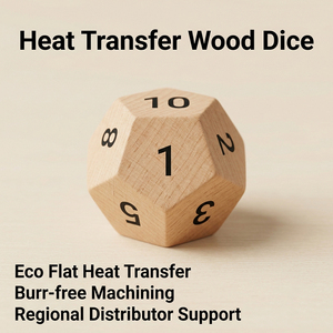 Dés polyédriques en bois D12 de 30 mm, fabrication éco-responsable par transfert thermique, usinage sans bavures, vente en gros, fournisseur de dés de jeu de rôle - Product Image 1