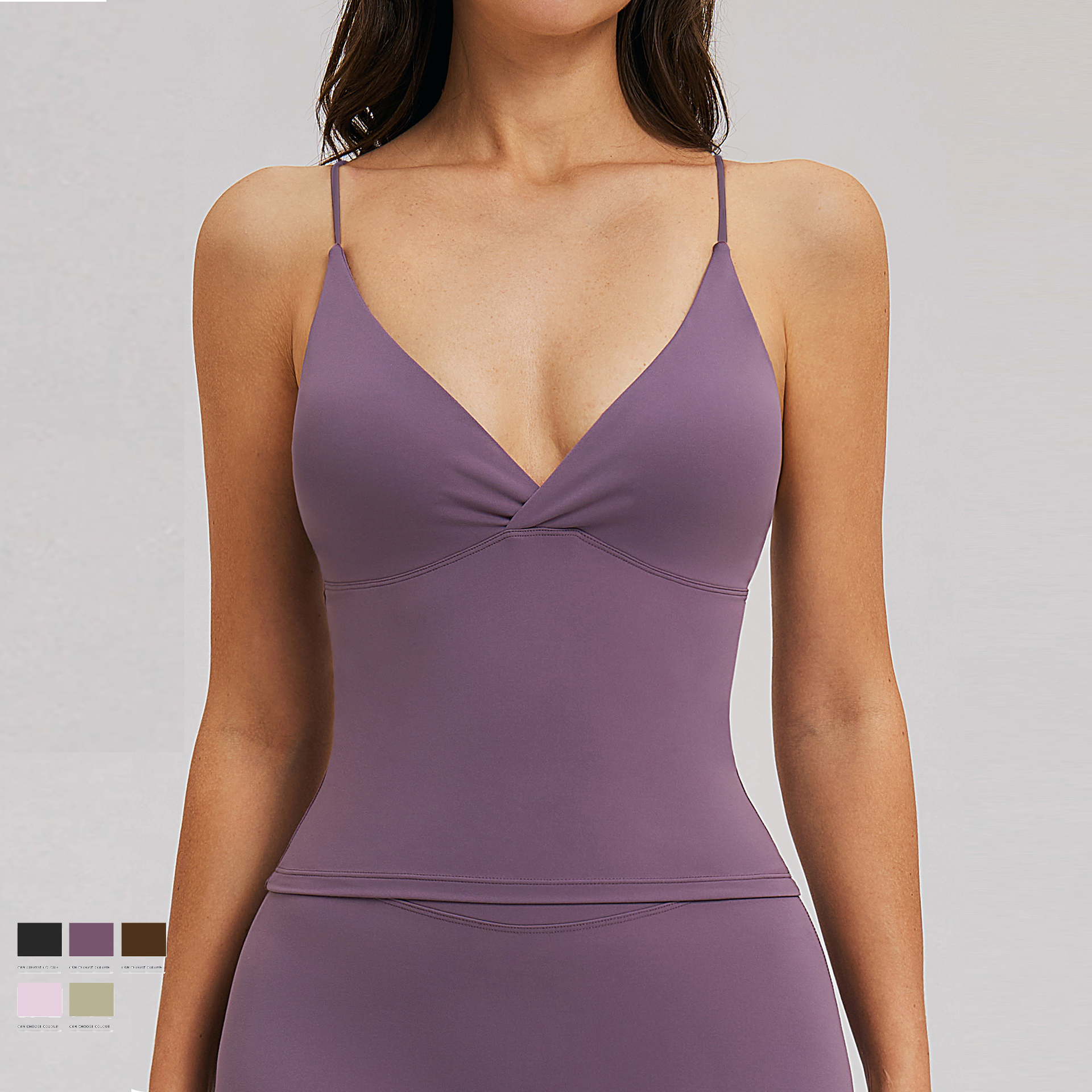 Crisscross Double Straps Backless V Neck Sexy Women's Yoga Crop Top Quick Dry Slim Fit Solid Seamless Sports Tank Top for Women