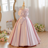 Robe de Demoiselle d'Honneur Longue en Satin avec Nœud Décoratif Surdimensionné, Sans Manches, Tenue de Cérémonie pour Enfants, Vente en Gros