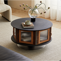 Table basse moderne et contemporaine durable avec rangement et bureau en bois massif de chêne rouge, meuble multifonctionnel pour salon