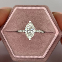 Bague de fiançailles Toi et Moi en or blanc massif 10K/14K/18K avec diamant de laboratoire pavé taille marquise 1 carat, certifié IGI CVD/HPHT VVS couleur D