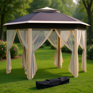 <b>Pop</b> <b>Up</b> Hexagonal Canopy 13 X 13 Outdoor Event Gazebo With Mesh Netting Garden Wedding Party <b>Shelter</b> Pavilion - Product Image 2