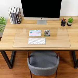 Tikar meja bening di atas meja, pelindung tulis plastik transparan bening untuk kantor dan rumah