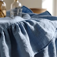 Nappe en lin pur tissée à volants, faite à la main, style bohème, décoration de table de salle à manger, taille personnalisée, écologique, durable, ronde
