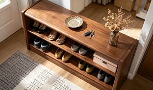 Modern Solid Wood Entryway <b>Bench</b> With 3 Shelves <b>Shoe</b> Storage Freestanding Home Furniture For Entryway Use - Product Image 4