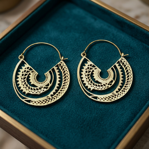 Boucles d'oreille pendantes en laiton, de style Tribal indien, rondes et colorées - Product Image 1