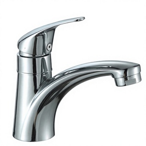 Rubinetto Moderno Cromato Monocomando per Lavabo con Valvola in Ceramica, Miscelatore Monoforo da Appoggio per Bagno - Product Image 4