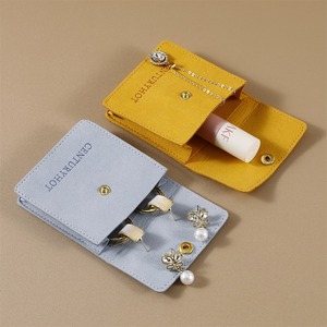Custom Suede Microfiber Portable Mini Jewelry Bag Solid Color Rectangle Shape for Necklace <b>Ring</b> Earring Jewelry Packaging Pouch - Product Image 3