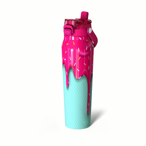 Botella de agua de acero inoxidable de 32 oz con tapa con pajita oculta, libre de BPA, estilo creativo de helado, botella de agua de acero inoxidable con pajita. - Product Image 4