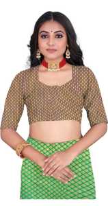 Sari en soie vert et or avec motif Buti pour mariage et festivals, tenue traditionnelle pour femmes, longueur au sol - Product Image 4