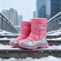 Bottes d'hiver pour enfants multicolores, thermiques, mi-mollet, doublure en fourrure, respirantes, imperméables, légères, semelle absorbant les chocs, magiques