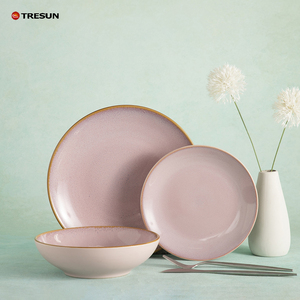 Premium Reactive Glaze Japanese <b>Stoneware</b> Dinnerware <b>Set</b> with Handmade Ceramic <b>Plates</b> and Bowls - Product Image 4