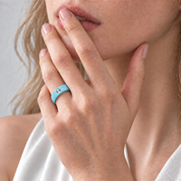 Bague en céramique haute technologie bleu ciel avec zircon rond transparent serti en clos, bijoux minimalistes pour cadeau de mariage, vente en gros, personnalisation OEM ODM
