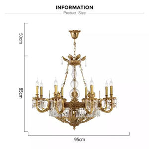 Lámpara de techo de cristal transparente K9 para comedor, luz colgante de lujo con 8 brazos de bronce para dormitorio - Product Image 5