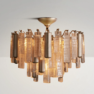 Lampadario di Lusso Minimalista in Vetro e Metallo Stile Vintage Italiano - Product Image 6