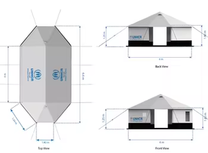 Bâches de secours personnalisées 4x4M en toile imperméable quatre saisons pour tente familiale à deux vestibules, situations d'urgence, structure en acier - Product Image 5