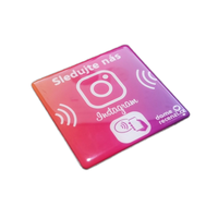 Étiquette de commande de menu alimentaire personnalisée en forme de carte U pivotante, étanche, avec code NFC et QR, pour restaurants, puce RFID 13,56 MHz ISO/IEC 14443A, en plastique acrylique