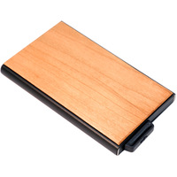Dompet Minimalis untuk Pria, Dompet Minimalis Kayu dengan Pemegang Kartu Pop Up Ramping RFID Minimalis