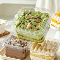 Boîte à gâteau en plastique transparent en gros avec couvercle à clipser, conteneur carré pour desserts, idéal pour les gâteaux à étages et l'emballage à emporter pour boulangeries