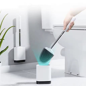 Ensemble de brosse de toilette murale avec manche en plastique, brosse longue et support pour salle de bain - Product Image 4