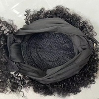 Perruque Courte Bouclée Africaine Noire pour Femme, Vente Chaude, en Gros, à Bas Prix, en Cheveux Humains, avec Bandeau et Cordon de Serrage