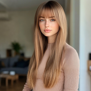 SMILCO流行棕色长直发刘海高温真丝头带假发欧美时尚风格SM7826 - Product Image 4