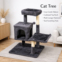 Arbre à chat multi-niveaux en peluche, écologique et durable, avec poteaux en sisal et structure d'escalade en velours pour chatons et chats adultes d'intérieur