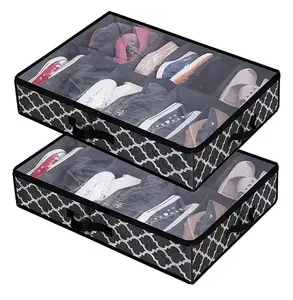 큰 수용량 강화된 손잡이 명확한 창 학문 지퍼를 가진 침대 신발 저장의 밑에 Foldable 12 쌍 신발 조직자
