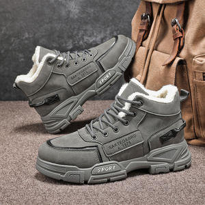 Chaussures pour hommes avec bottes doublées de laine d'hiver, chaussures de travail montantes pour hommes, style coréen pour hommes, - Product Image 6