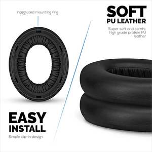 Almohadillas de Repuesto Teeline para Auriculares <span class=keywords><strong>Sennheiser</strong></span> Momentum 4 Inalámbricos Over-Ear - Cuero Proteico Transpirable y Espuma Viscoelástica Duraderas - Product Image 5