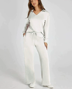 Spring Fashion Casual Women's Clothes Ladies Long Sleeve Drawstring Solid Color commuter Trousers Women Two Piece <b>Pants</b> Sets - Product Image 2