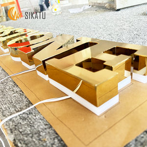 Personalizado 3D oro Metal diseño acrílico <span class=keywords><strong>LED</strong></span> retroiluminado signo negocio logotipo publicidad corte carta tablero para el hogar Hotel empresa - Product Image 2