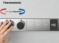 Nouvelle vanne de douche thermostatique murale dissimulée 3 voies en laiton avec affichage intelligent, ensemble de douche pluie et jets latéraux