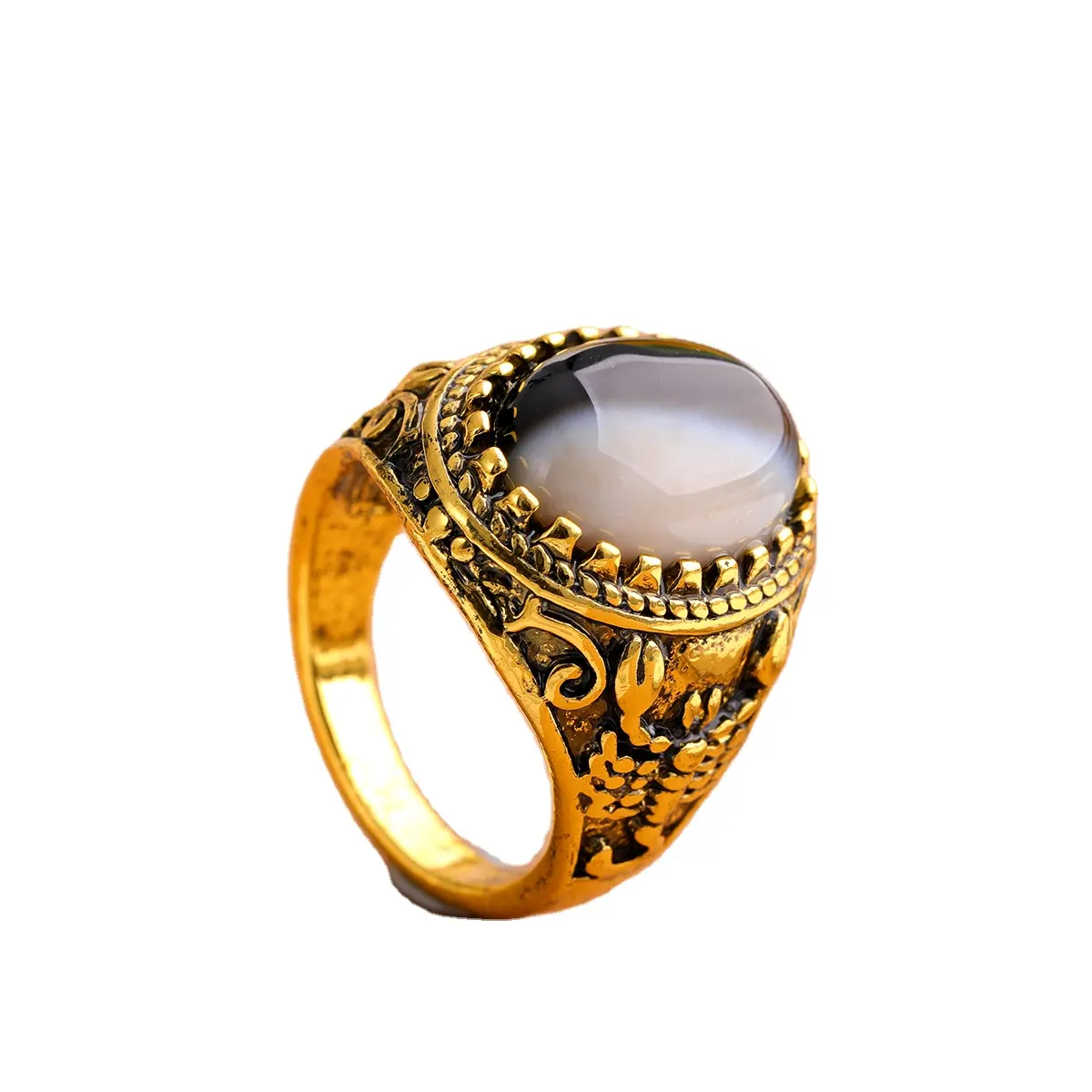 Joyería indio bohemio elegante estilo 18K turquesa tendencia casual anillo de mujer