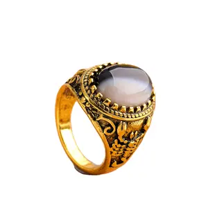 Perhiasan Bohemian India elegan gaya 18k pirus kasual tren cincin wanita
