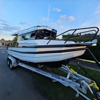 Bateau de pêche en aluminium de 25 pieds pour la pêche sportive en Amérique du Nord, avec cabine fermée et certification CE