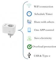 Prise intelligente WiFi standard allemande 16A EU, contrôle par application Tuya, minuterie à distance, commande vocale, prise murale avec 2 ports USB et 1 port Type-C
