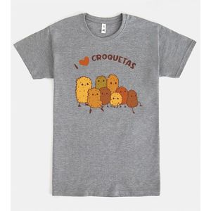 T-shirt I Love Croquetas grigia girocollo a maniche corte unisex promozionale - Product Image 1