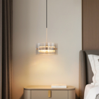 Lampu Gantung Meja Makan Kontemporer Modern Kaca Amber untuk Pulau Dapur