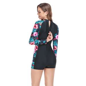 EW-traje de baño de una pieza para <span class=keywords><strong>mujer</strong></span>, <span class=keywords><strong>bañador</strong></span> deportivo sexy con estampado de manga larga para surf - Product Image 4