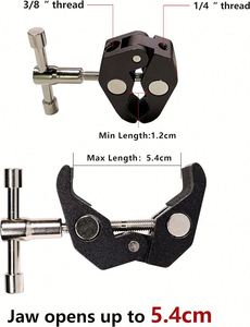 Support universel professionnel en alliage d'aluminium noir pour caméra DSLR, éclairage vidéo LED, GoPro, vis 1/4" et 3/8", téléphone - Product Image 5