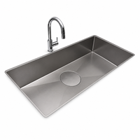 Évier de cuisine coréen en acier inoxydable 304 fait main, très vendu, 830*450*228mm, design à bords fraisés, grand bac unique, nano
