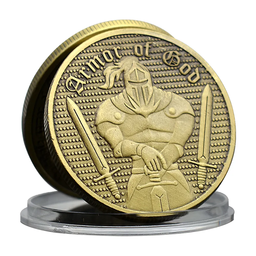 Armor of God Challenge Coin collectibles Armored Knight Bronze Retro kỷ niệm huy chương ephesians lưu niệm