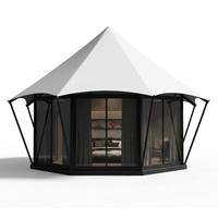 Tente à membrane PVDF double couche 6x6m avec mur en verre et structure en acier, hauteur de sommet 5,5m, isolée, pour glamping hôtelier