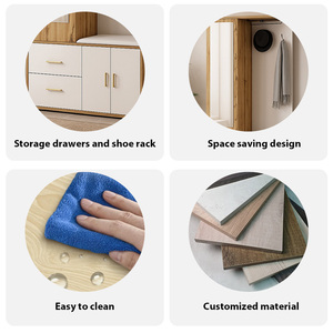 <span class=keywords><strong>Mueble</strong></span> de Entrada <span class=keywords><strong>con</strong></span> <span class=keywords><strong>Espejo</strong></span>, <span class=keywords><strong>Perchero</strong></span>, Banco para Zapatos, Cajón <span class=keywords><strong>y</strong></span> Organizador, Diseño de Ondas Blancas Personalizado al por Mayor - Product Image 5