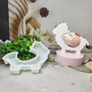 S0048 Little Sheep Carrying Interesting Egg Table Decoration Silicone Mold Silicone casting mould clean chic versatile use